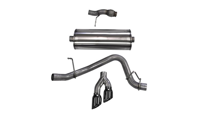 GMC Yukon Performance Exhaust - Single Side - CORSA Performance - Cat-Back Sport 3in Twin Tips - Black - `15-`20